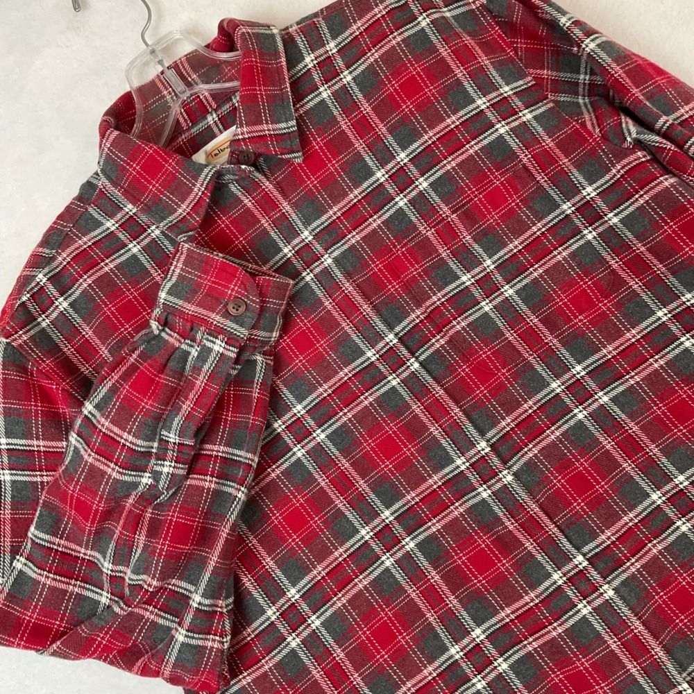 Talbots Vintage Red Plaid Flannel Full Zip Shirt Jacket Womens Small Cotton